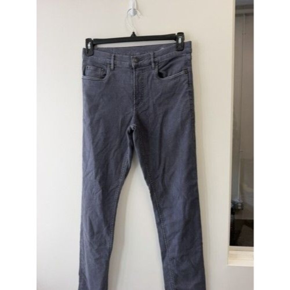 Faherty Men’s Gray Denim Jeans Slim Skinny Fit Dark Wash 5-Pocket Logo
